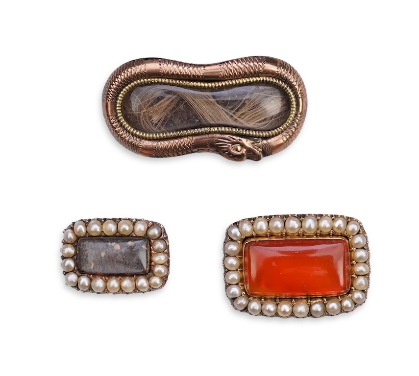 Three Georgian brooches, English, early 19th century